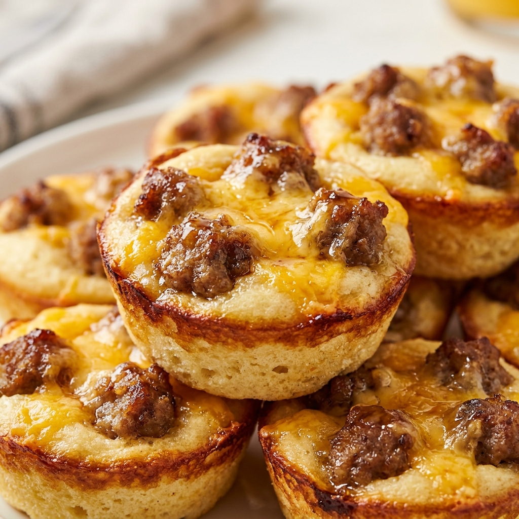 Mixing pancake batter with sausage crumbles