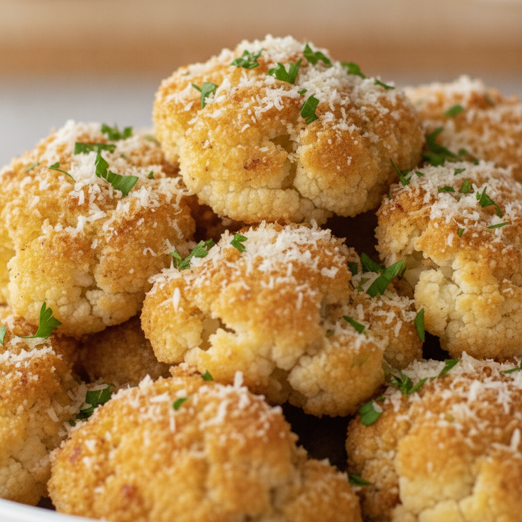 Baked cauliflower bites with crisp golden crust