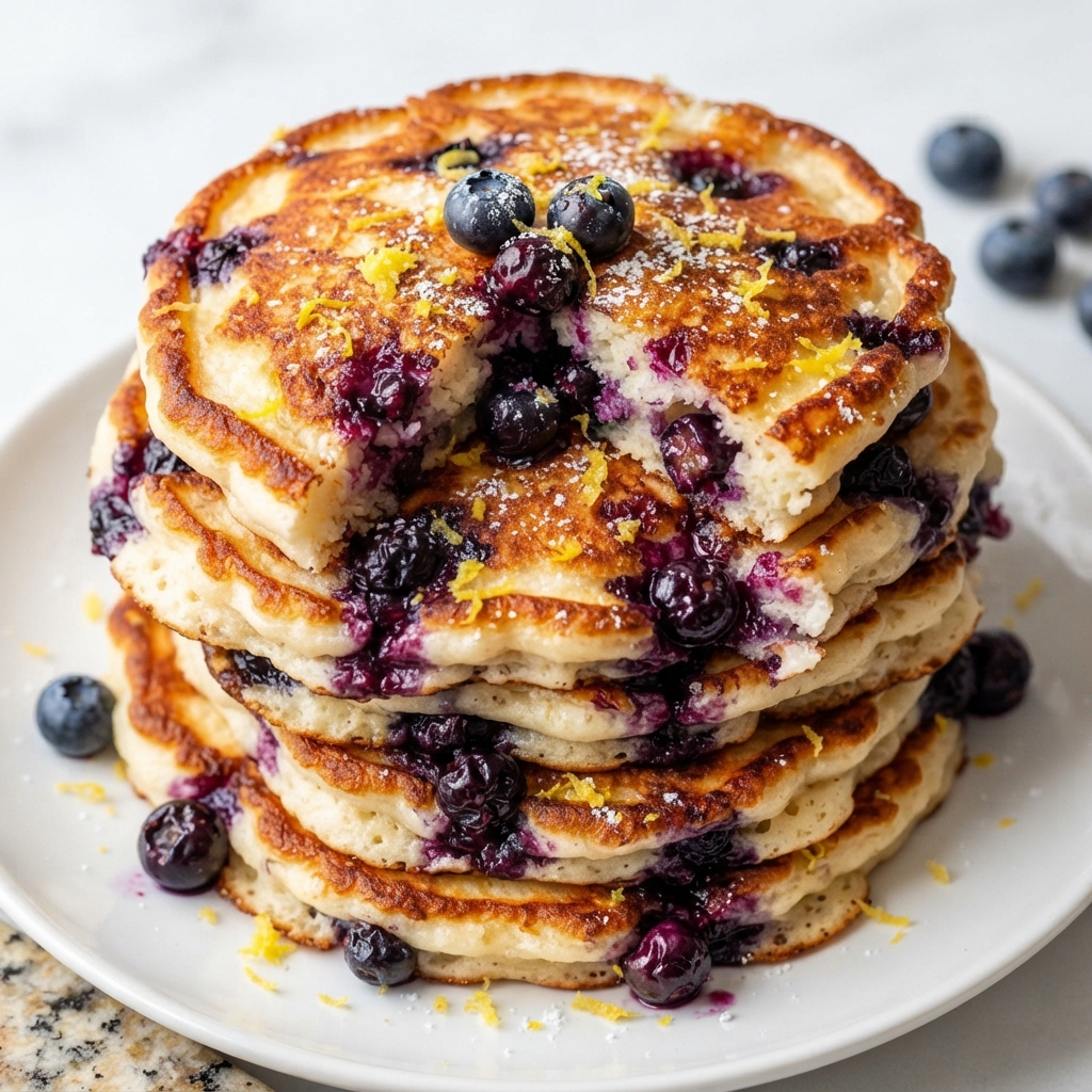 Step-by-step process of scooping lemon blueberry cottage cheese pancake batter into a greased mini muffin tin, showing the thick, lumpy texture.