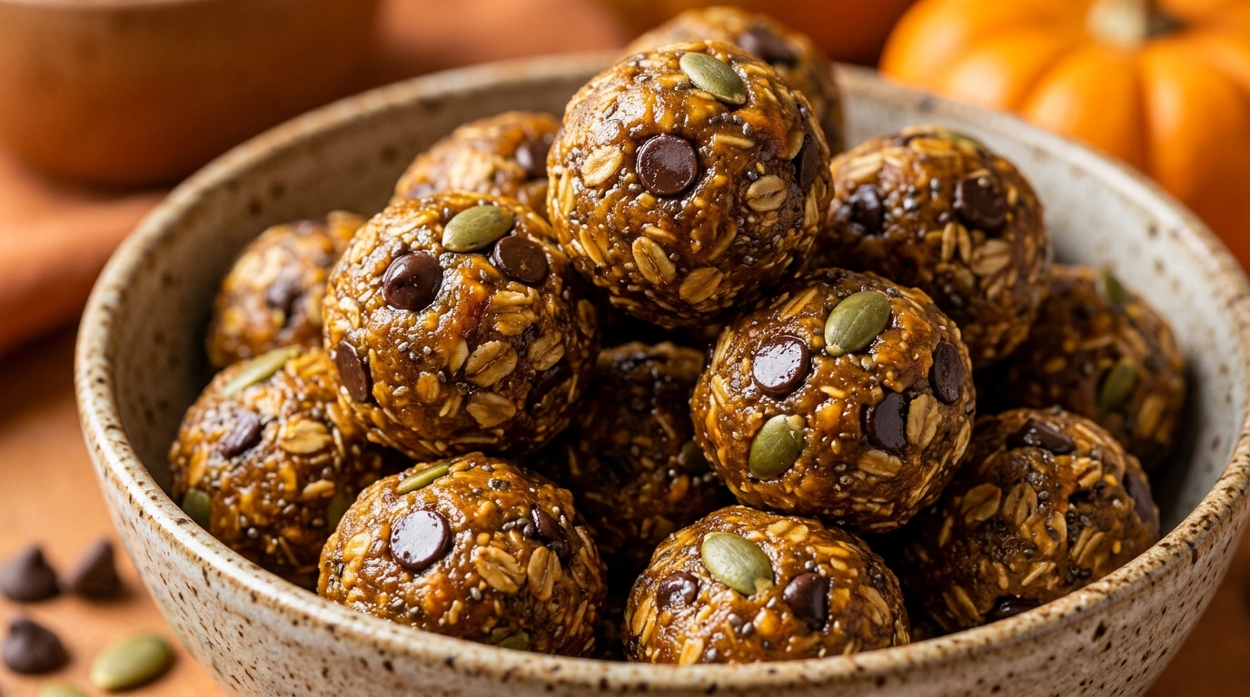 Mixing pumpkin puree with oats and protein powder